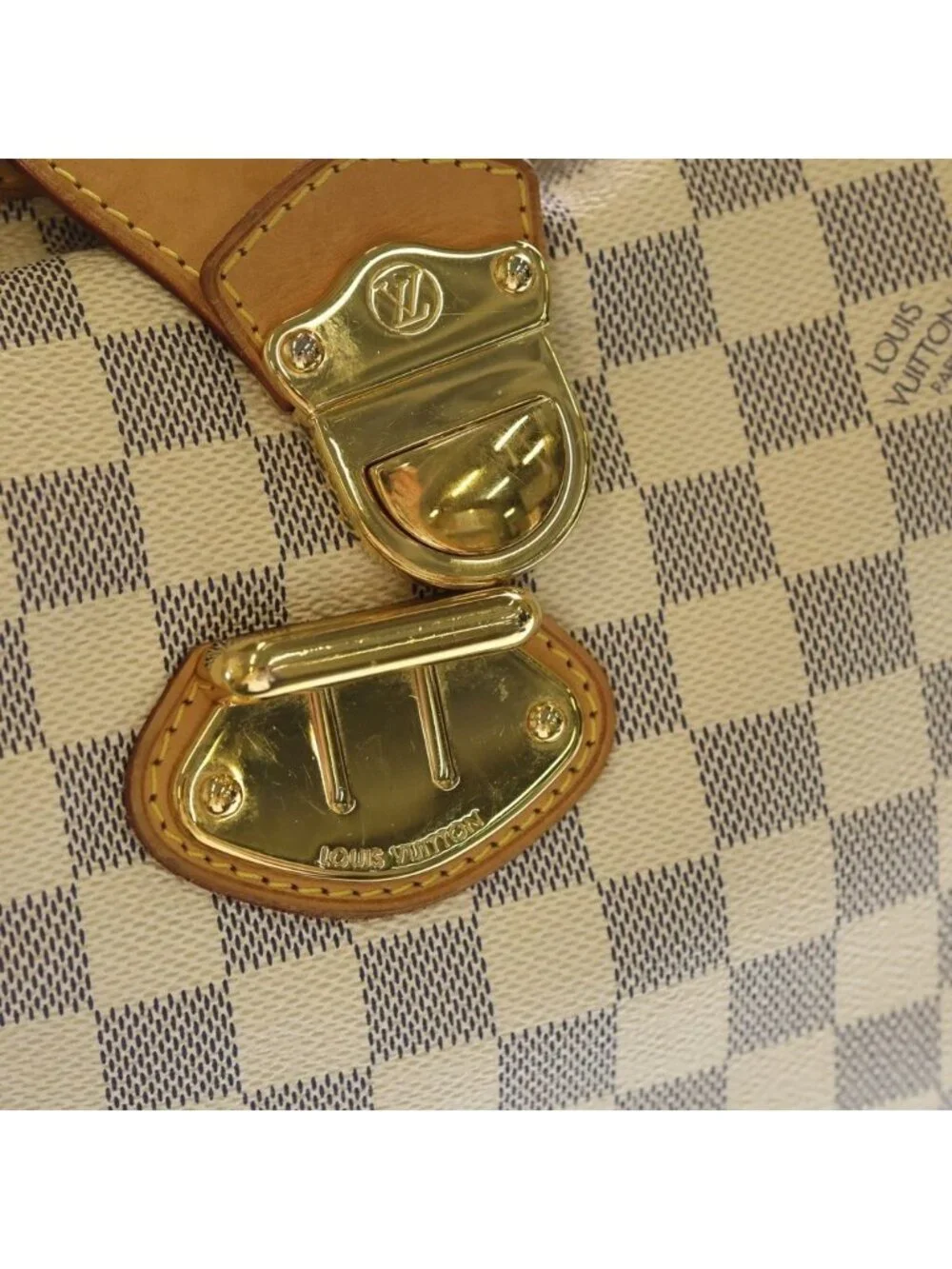 Louis Vuitton Damier Azur Strethe GM Handbag Ivory Brown Leather Gold